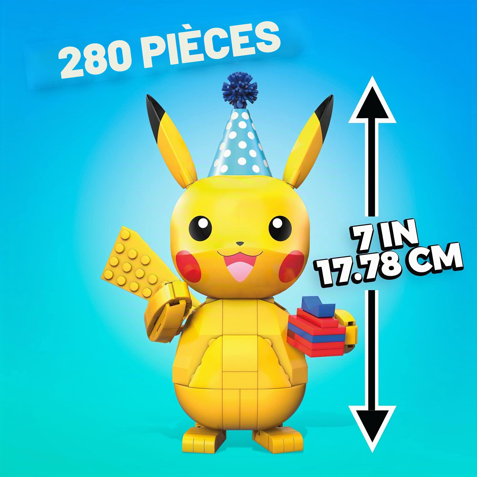 Mega Construx Pokemon Pikachu Celebration à Construire, Jeu de Briques de Construction, 280 pieces, pour Enfant das 7 ans, GWY76 Exclusivité sur Amazon