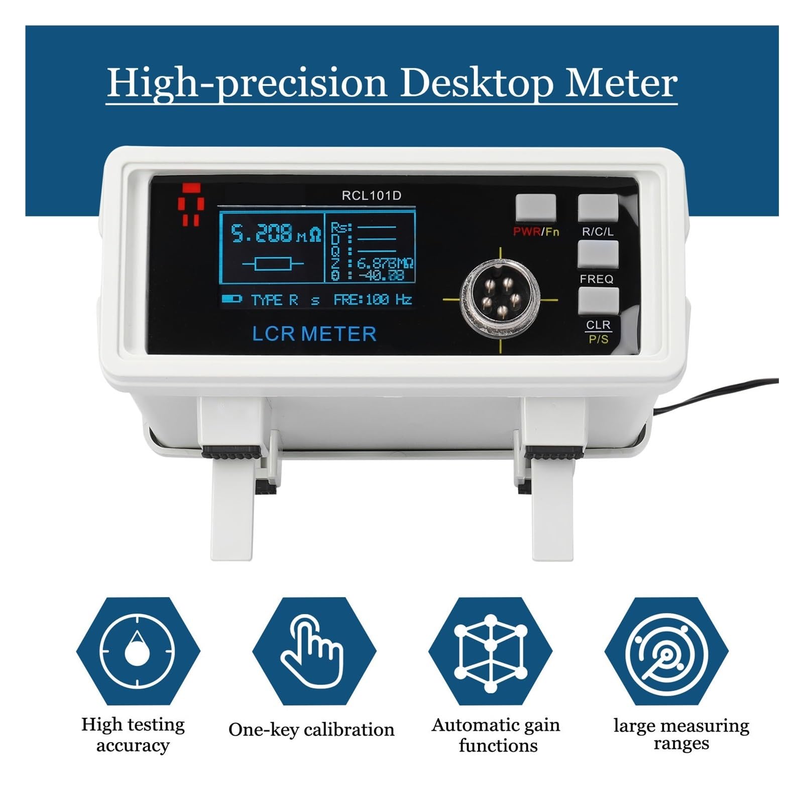 Tester Batteria Auto, 101D Benchtop Digital Bridge Tester Misuratore da Tavolo Misuratore di capacità Resistenza Impedenza Induttanza Misuratore