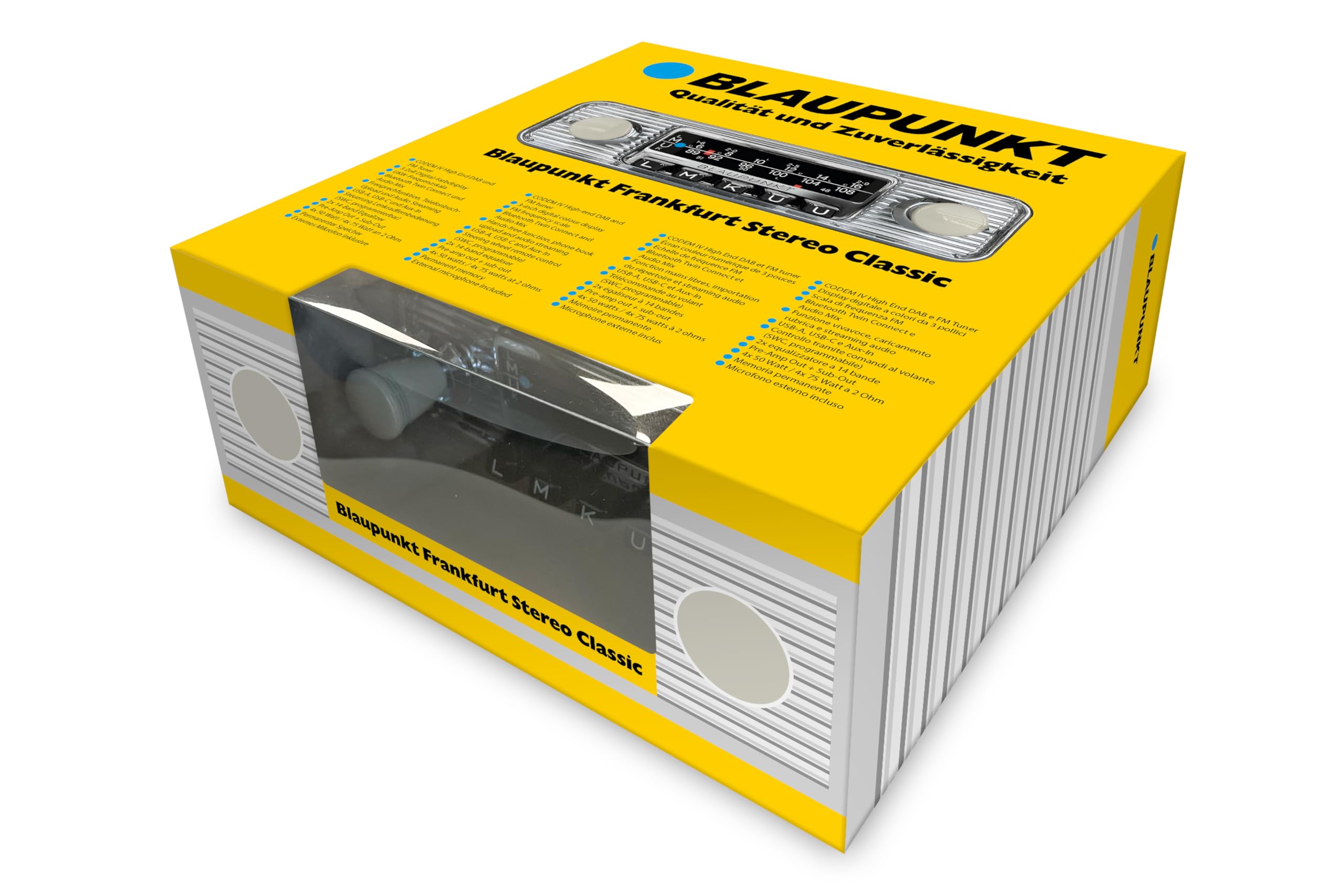 Blaupunkt Frankfurt Stereo Classic, 1-DIN Autoradio, Oldtimer-Design mit verchromter Metallfront im Wellendesign, DAB+, Bluetooth, USB, Aux-Eingang, Lenkradfernbedienung, Sub-Out, 4x50Watt, 12v