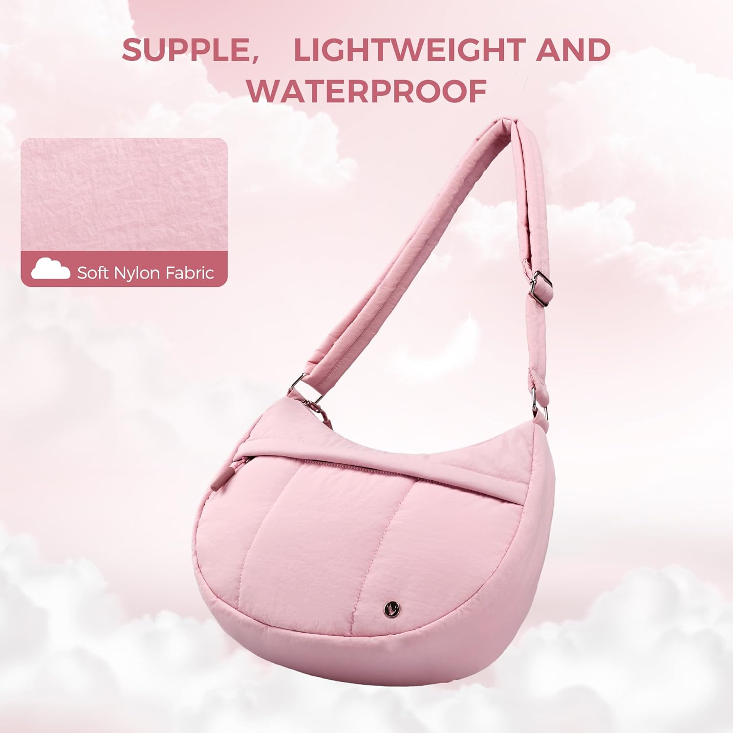 VONAL Puffer Crescent Crossbody Bag for Women Lightweight Nylon Quilted Waterproof Shoulder Purses with Adjustable Strap - Image 3