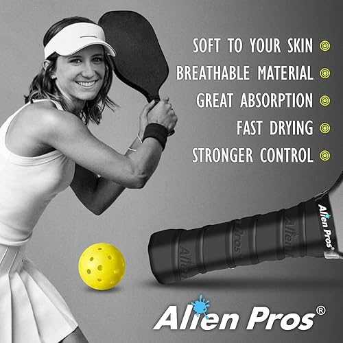 Miniatura 5 de ALIEN PROS Pickleball Overgrip (paquete de 4) con crestas para un mejor control de agarre, cinta de agarre de pickleball precortada y táctil - Cinta