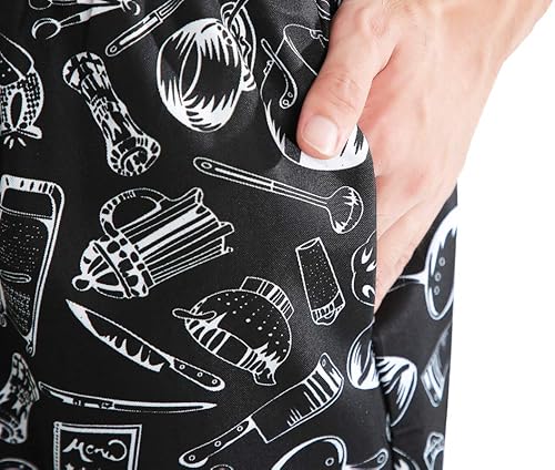 Miniatura 8 de Pantalones de chef estampados holgados para hombre y mujer, uniformes de cocina con cintura elástica, pantalones de trabajo florales para restaurante