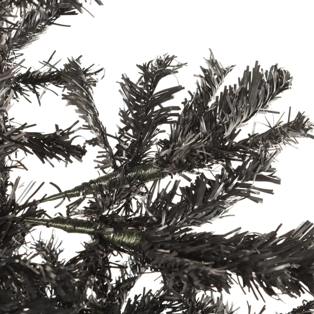 Árbol de Navidad artificial negro de 210 cm, delgado, de PVC, con 435 puntas de abeto y soporte de acero, diseño moderno, robusto y duradero, para salón, pasillo y oficina