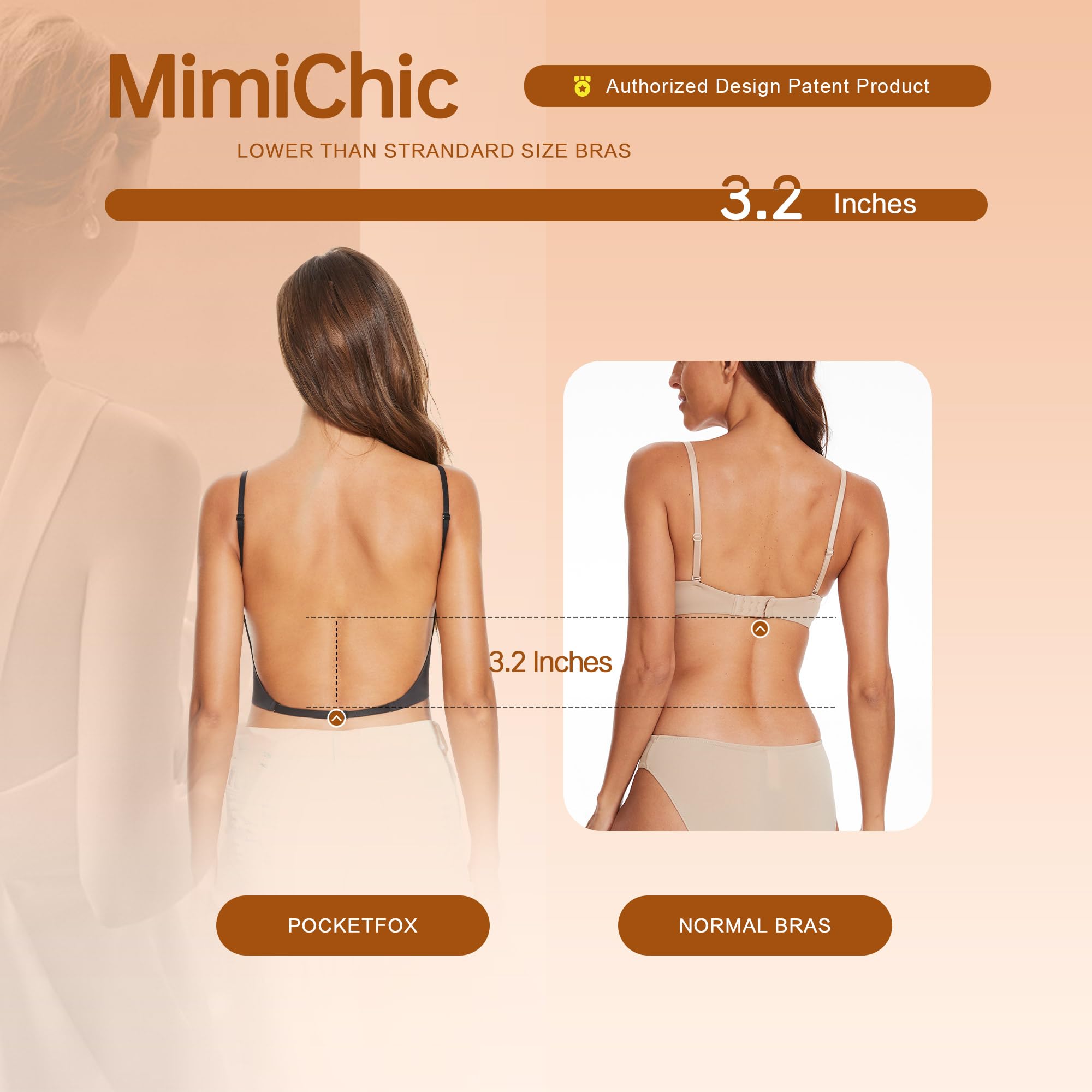 Soutien Gorge Dos Nu-Invisible V Profond Multiples et Transparent Convertibles Soutien Gorge sans Coutures à Léger Rembourrage