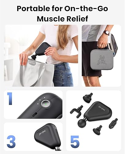 Miniatura 4 de BOB AND BRAD Air 2 Mini pistola de masaje, pistola de masaje de percusión de tejido profundo de mano con amplitud de 0.472 in y masajeador personal,