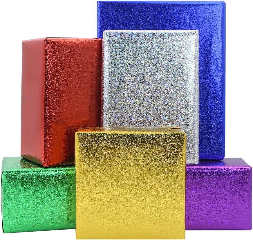 Glitter Wrapping Paper,6 Sheet Multicolour Laser Star Gift