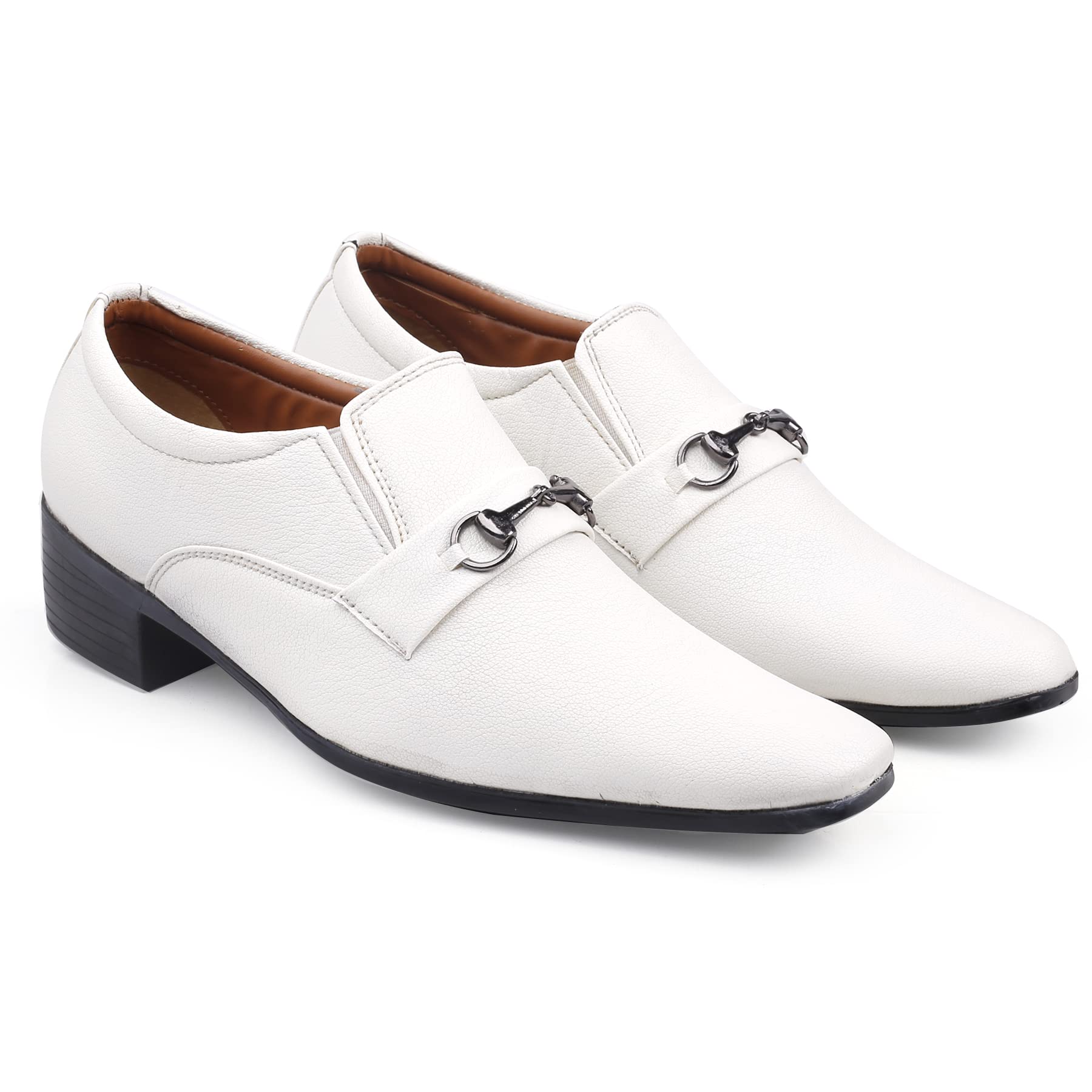 bxxy Men's 2" Height Increasing Synthetic Material Formal Buckle Moccasion, Loafer Slip-On Shoes with Pu Sole.-picture-43