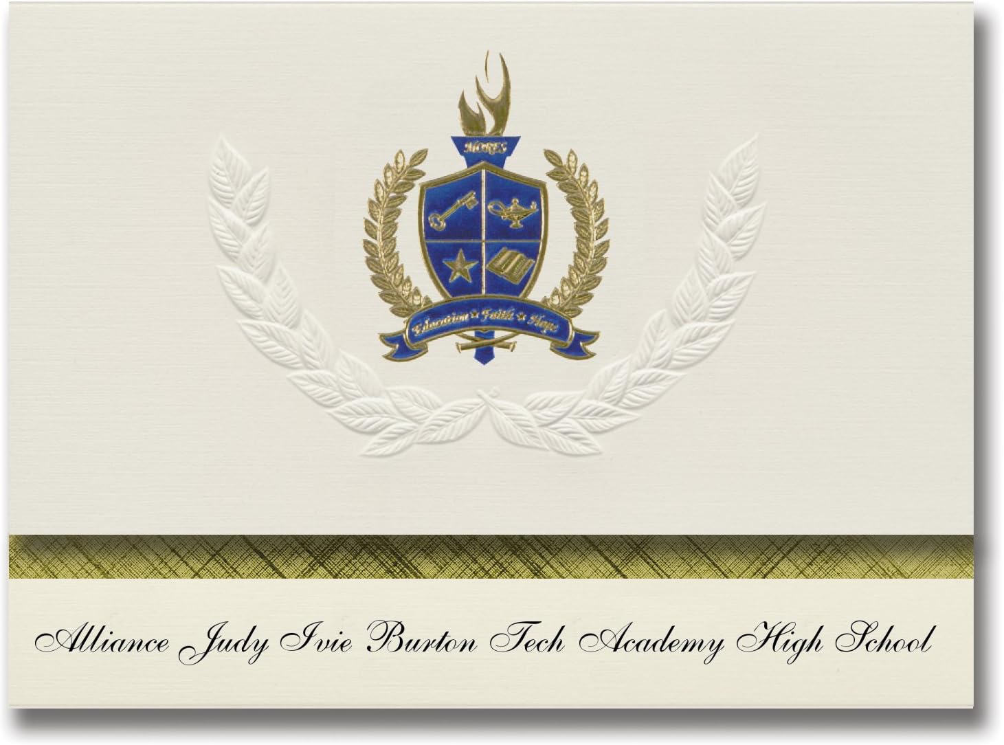 Signature Announcements Alliance Judy Ivie Burton Tech Academy High School (Los Angeles, CA) Graduation Announcements, Presidential Basic Pack 25 w/Gold & Blue Foil seal
