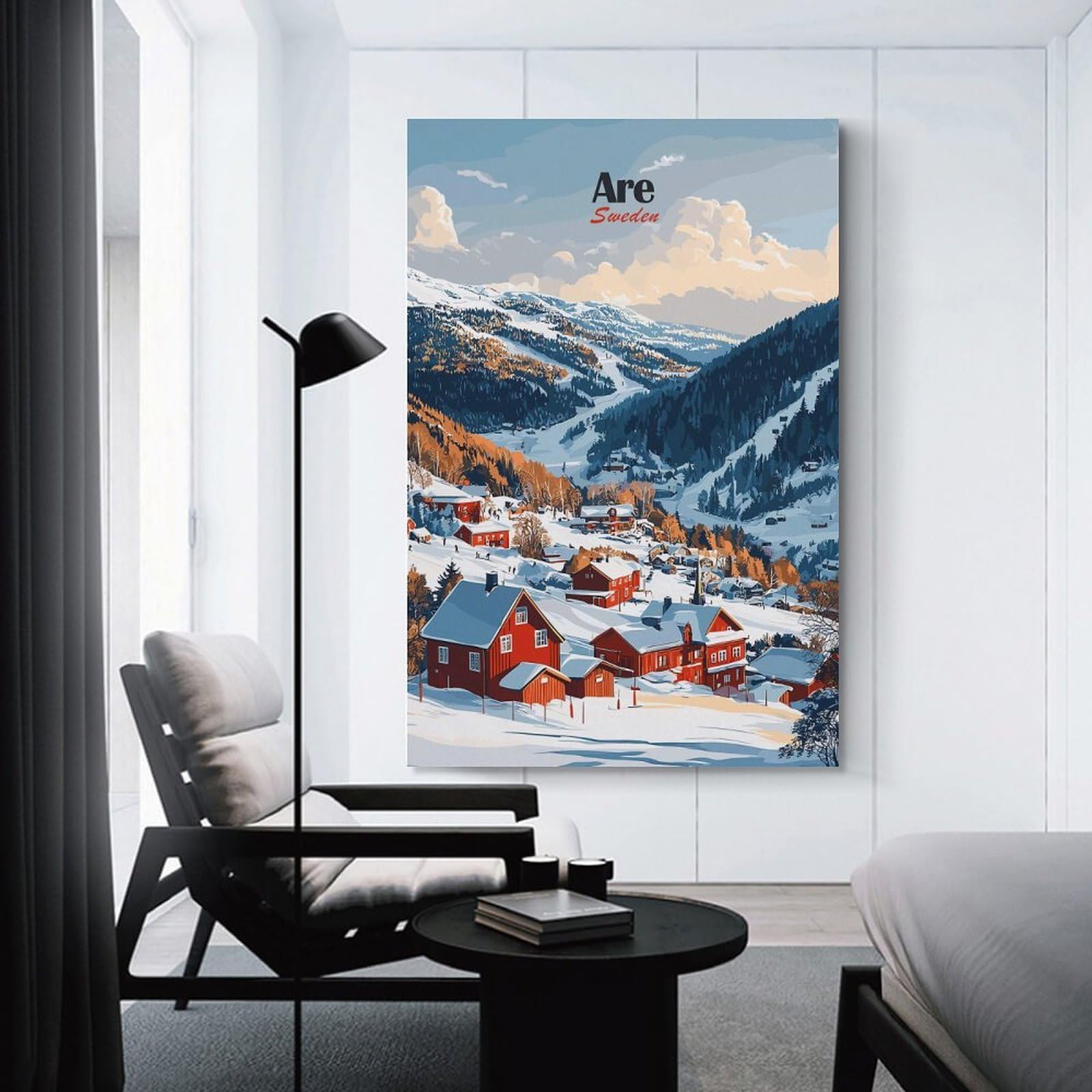 Junmoney Unframe-Style-22 Are, Sweden Winter Village Home Decor Wall Art, 20X30inch(50X75cm), For Lounge, Bedroom Or Personal Spaces, Thoughtful Wall Decor For Art Lovers