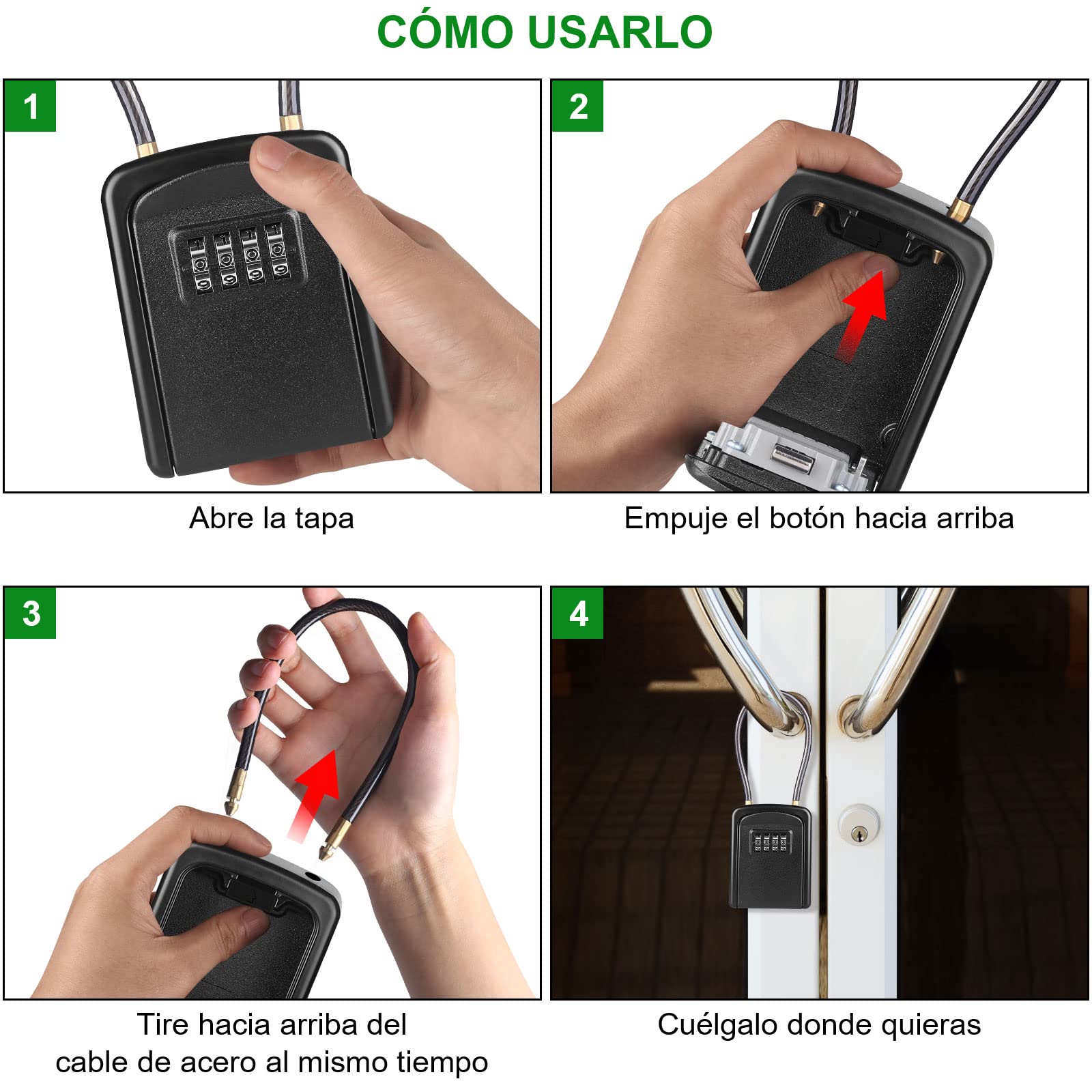 Diyife Impermeable Caja de Seguridad para Llaves, Portátil Caja de Bloqueo para Llaves al Aire Libre con Cuerda de Alambre, para Hogar Exterior Oficina School Garage