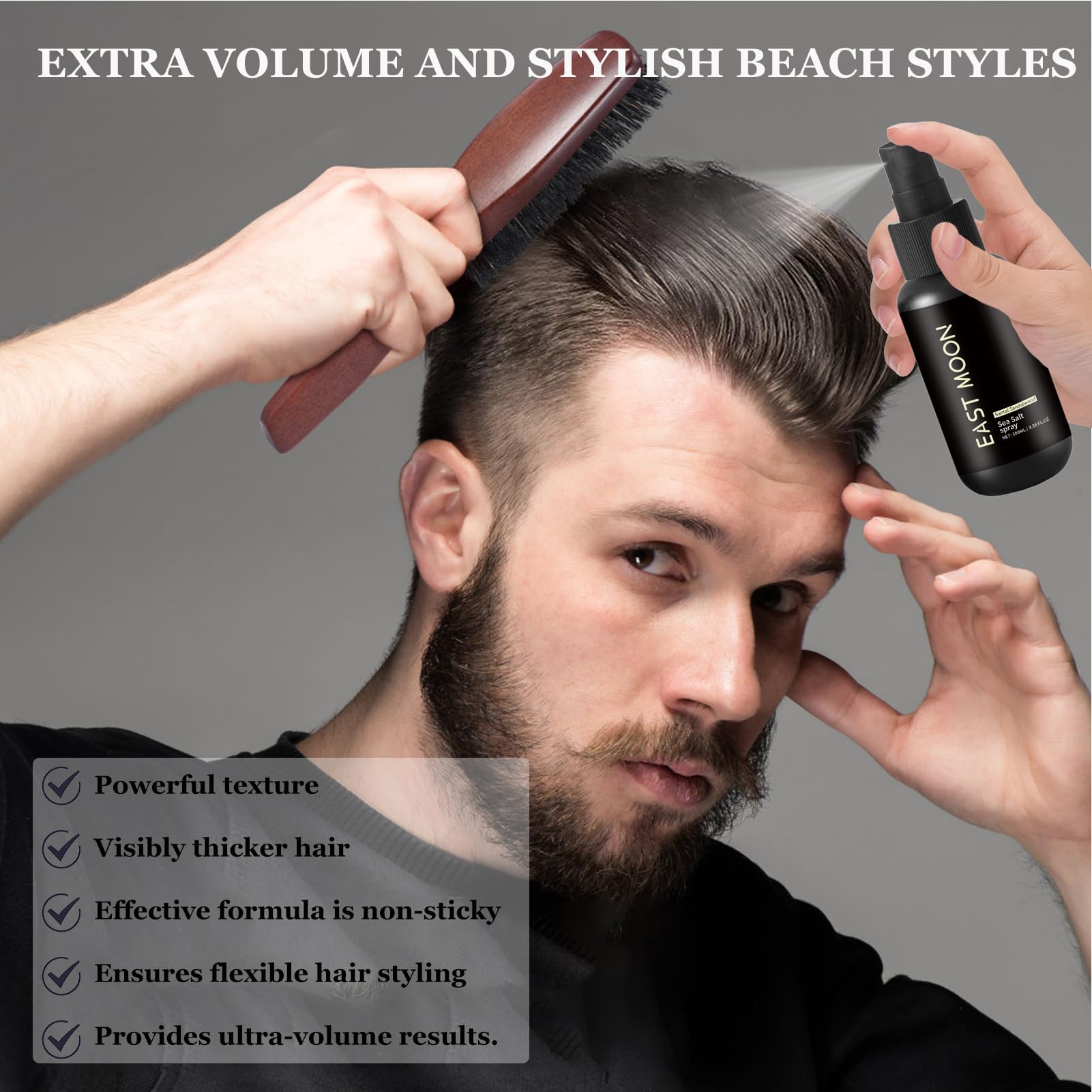 Spray de sal marina, spray para el cabello con sal marina, spray texturizante para el cabello, spray para el cabello para hombres, cabello más abundante, textura estable, unisex (100 ml)