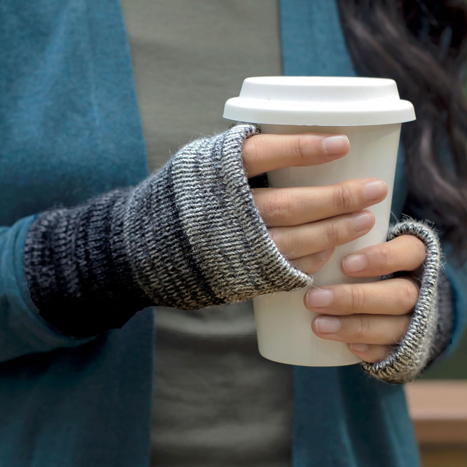 GreaterGood Alpaca Fingerless Mittens Gloves for Women 100% Super Soft Alpaca Fiber Handmade Fair Trade Typing Texting Gloves - Image 3