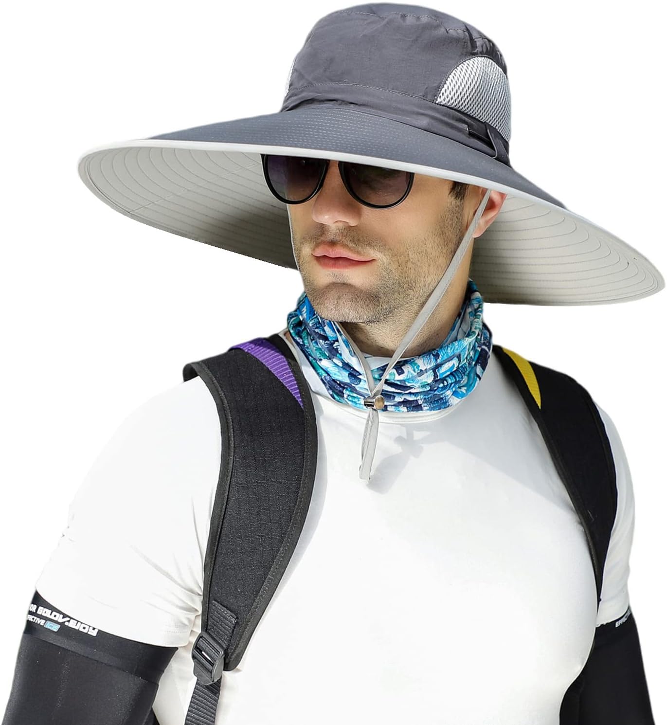 HUAMULAN 6" Super Wide Brim Sun Hats, Men and Women Bucket Hat for Fishing Hiking Garden Lawn Work Safari Camping Outdoor