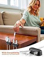 Vista 6 de Magnetic Cable Clips - Chfeila 4Pack [Dual Slot] [360°Rotating & Twist-Lock] Cord Management, Adhesive Phone Charging Keeper, Wire Organizer Holder