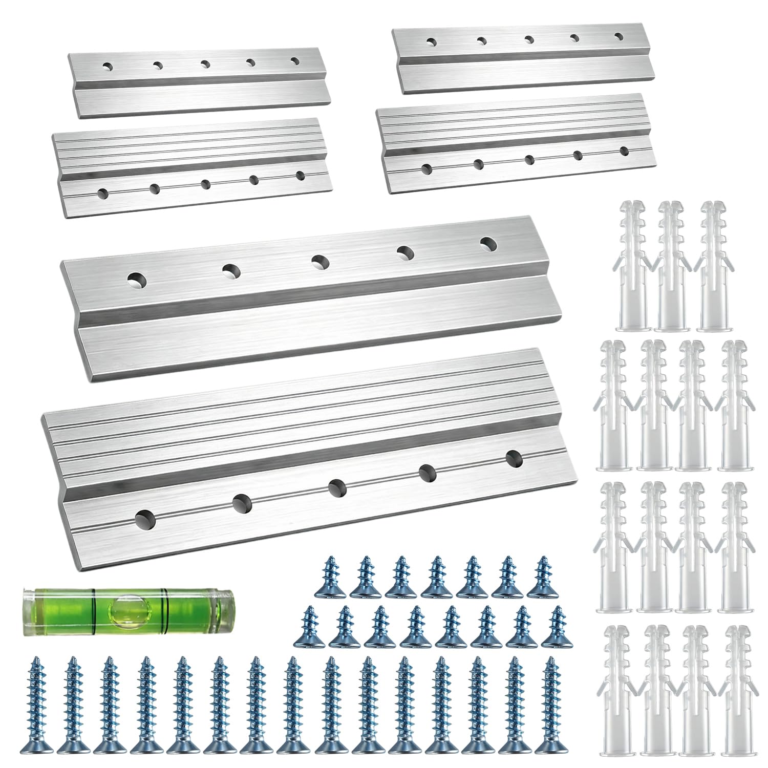 3 Pares Soportes Aleación de aluminio 30 Cm Capacidad carga de hasta 36 kg Soporte Espejo Pared con Encaje Mutuo Z Clip Gancho Z para Objetos Pesados Espejos Paneles Estanterías Marcos
