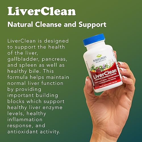 Miniatura 5 de Ridgecrest Herbals LiverClean, Suplemento de apoyo hepático a base de hierbas, cardo bendito, diente de león, desintoxicación, apoyo de limpieza,