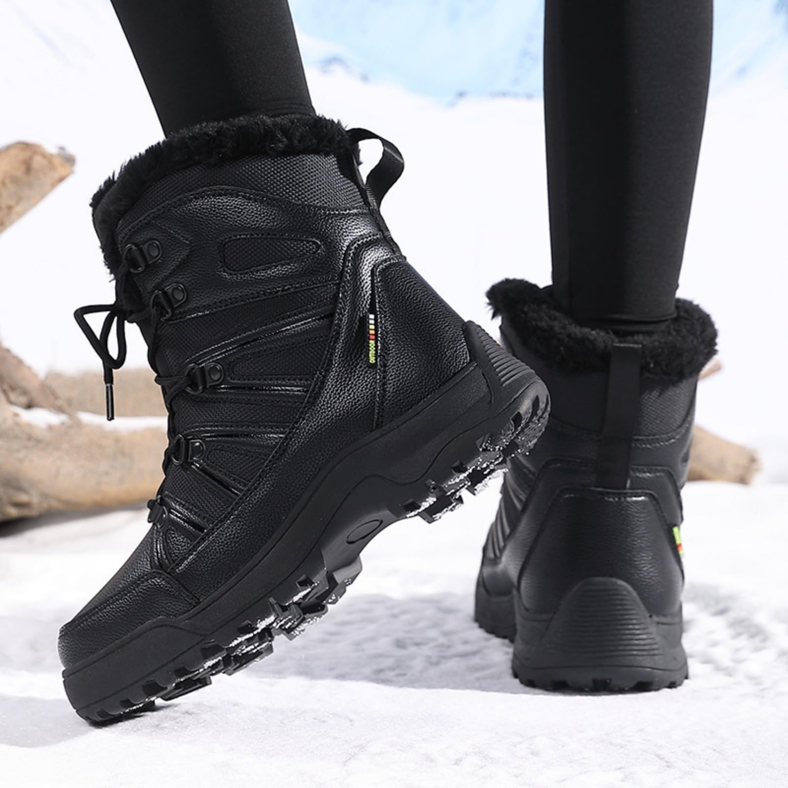 ENEN Bottes de Neige Imperméable Femme Homme 36-42, Bottes Femme Hiver Fourré Antidérapantes Semelle en Caoutchouc Chaude Confortable pour Extérieur, Randonnée