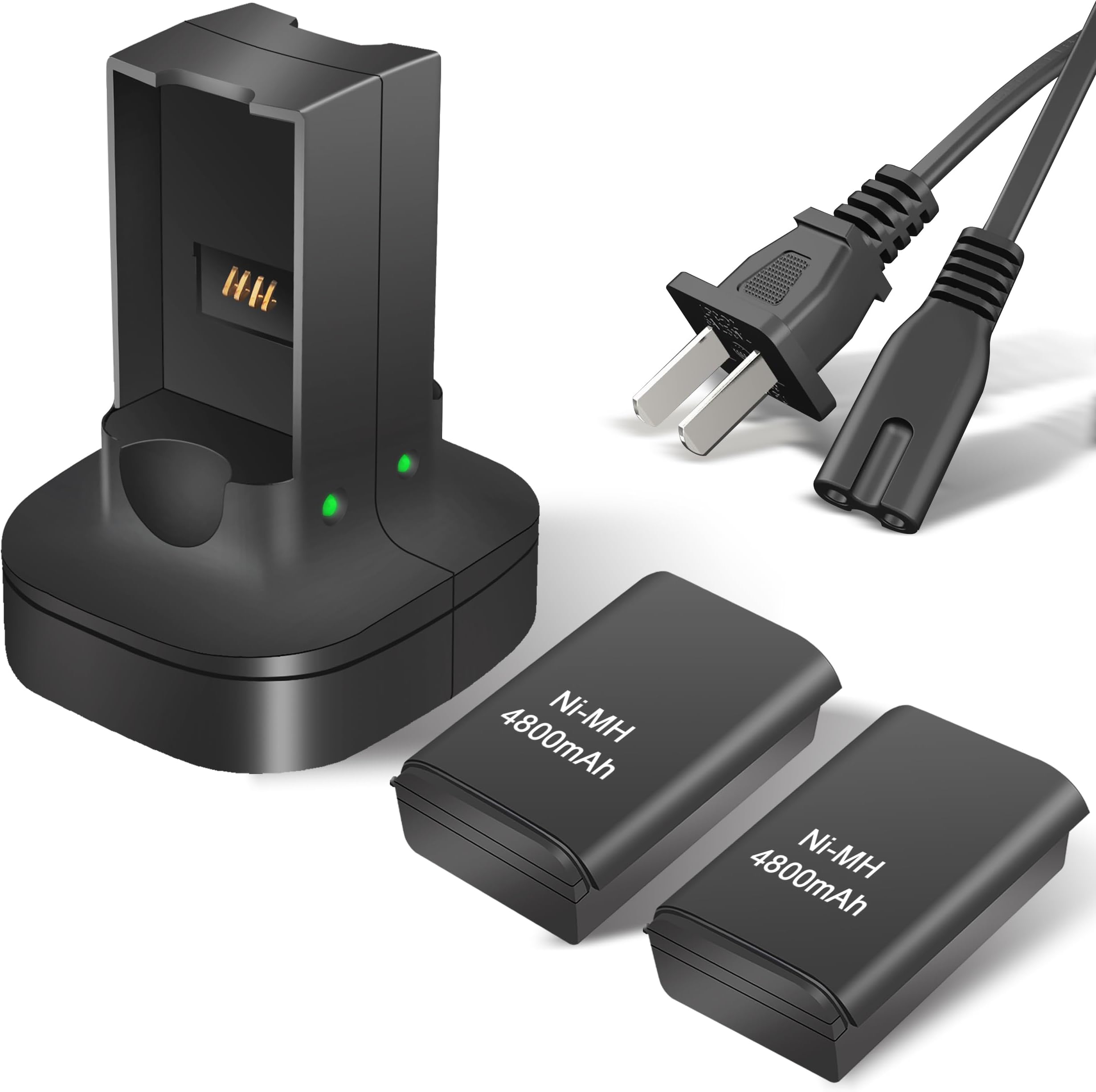 2Pack 4800mAh Rechargeable Battery Compatible with Xbox 360 Controller, Dual Charging Station Dock Charger Compatible with Xbox 360 Controller Battery Pack