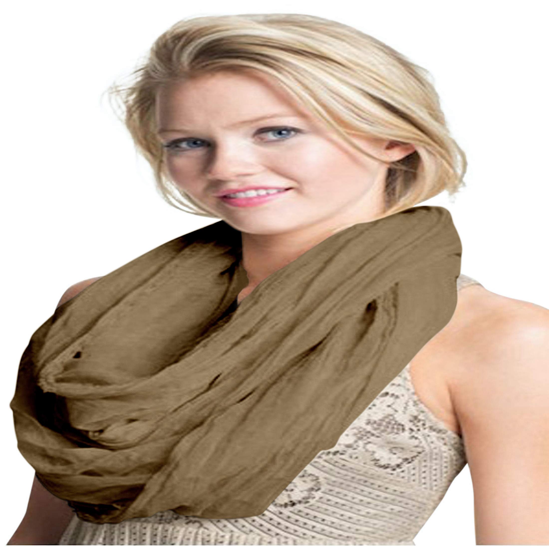 CJ Apparel Beige Mobius Infinity Scarf Seconds Snood Cowl Tube Shawl Pashmina
