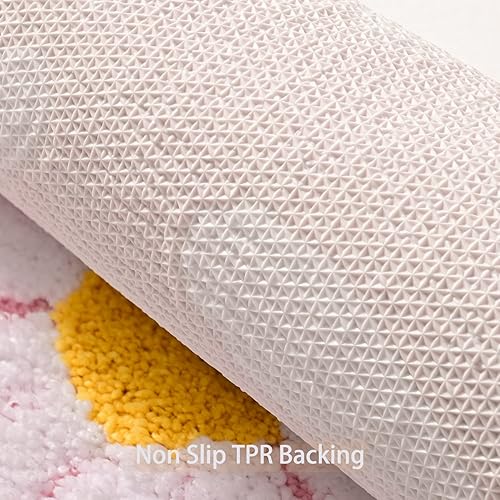Miniatura 4 de QJHOMO Alfombra de baño rosa con diseño de margaritas, decoración de flores blancas y amarillas, alfombra antideslizante de microfibra, súper