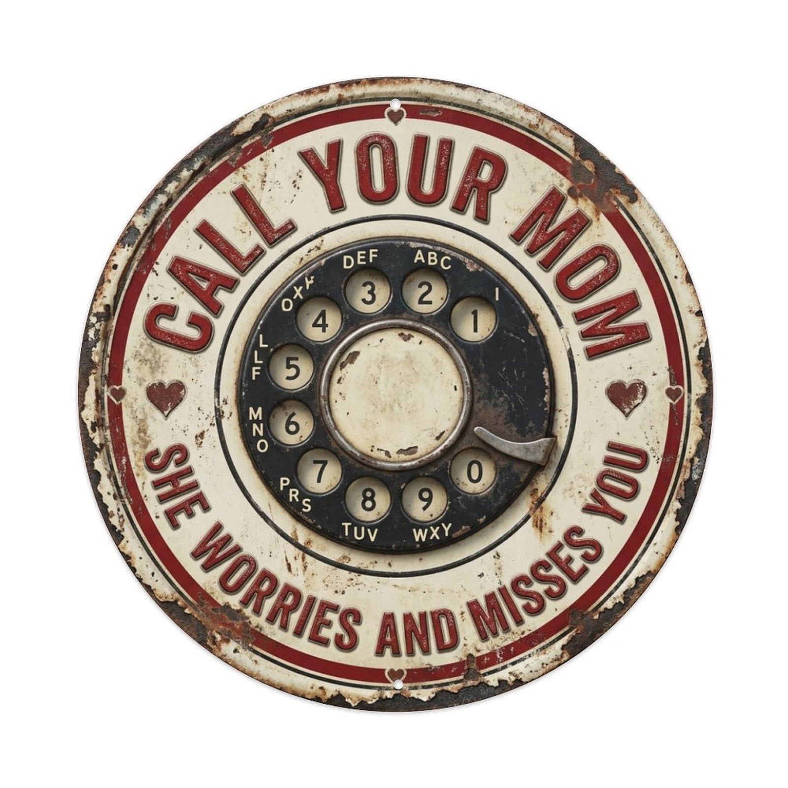 Telephone Dial Connect Entryway Vintage Metal Tin Sign Plaque Wall Decor for Cafe, Club Bar, Office, Garden Metal Poster 8x8Inch