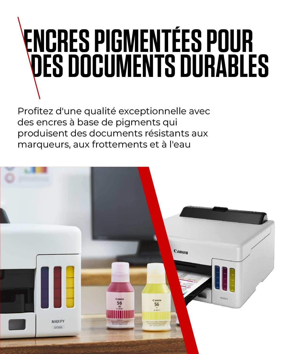 Canon MAXIFY GX5050 Imprimante A4 Couleur pour la Maison et Le Bureau, Imprimante Jet d'encre MegaTank, Connectivité Wi-FI, Ethernet et USB