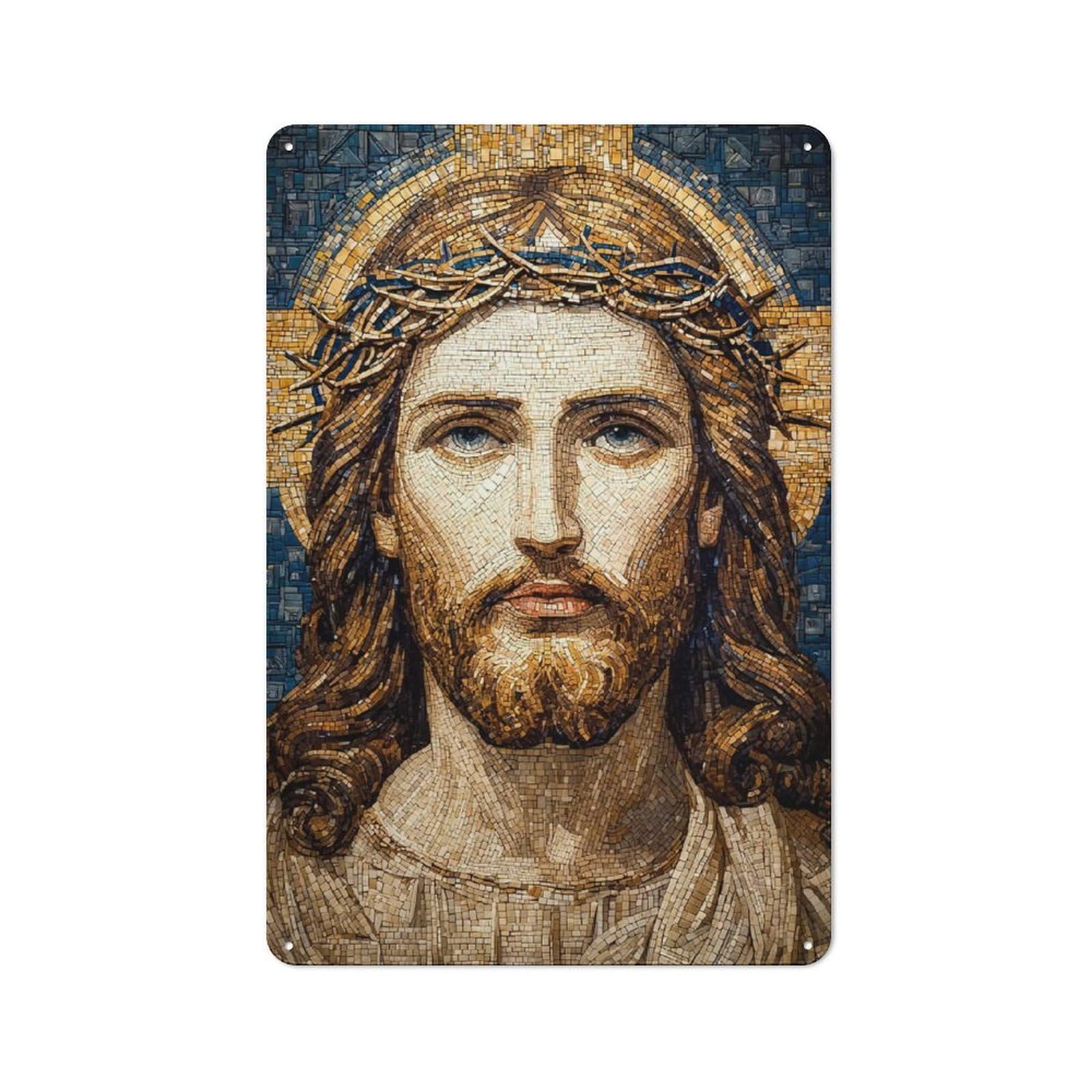 Junmoney Jesus Christ Mosaic Portrait Retro Metal Sign 30X20cm Featuring For Bar Or Restaurant, For Bar Decor Enthusiasts