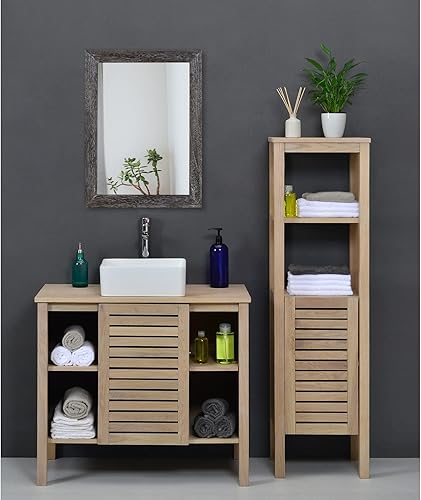 Vista 13 de AAZZKANG Espejos para pared, espejo colgante con marco de madera rústica, 20 x 16 pulgadas, decorativo para casa de campo, dormitorio, baño, sala