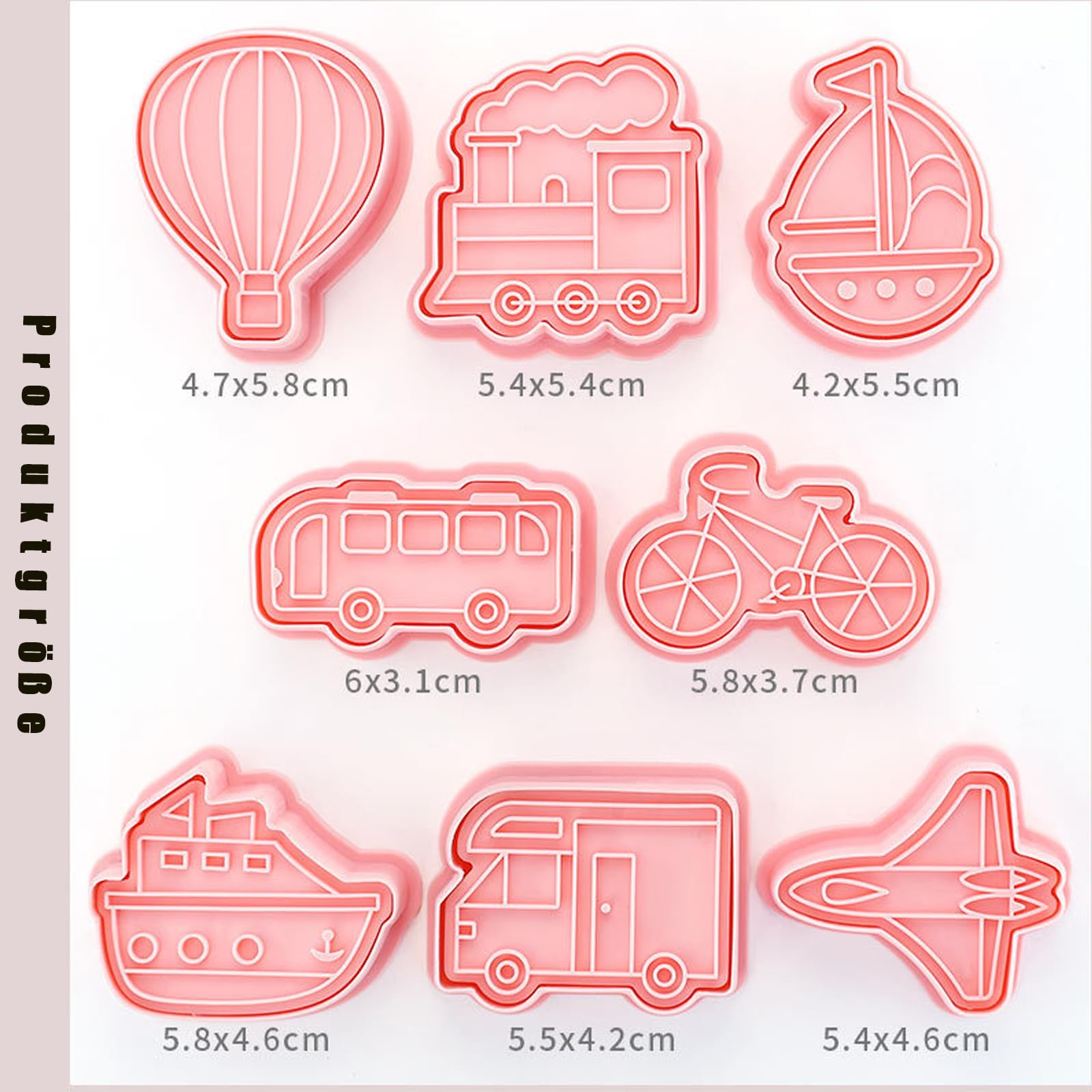 Set 8 Stampini Per Biscotti In Plastica - Forme Di Costruzione: Bulldozer, Carrelli Elevatori E Mezzi Di Trasporto - 3