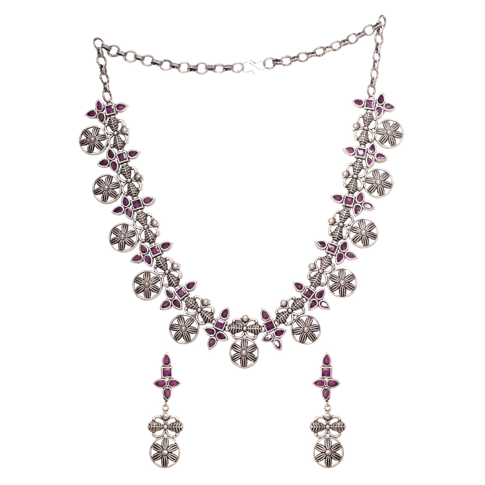 SARAF RS JEWELLERY Oxidised Maroon Stone Studded Tribal Necklace Jewellery Set (B09QCT2FCR) Amazon Price History, Amazon Price Tracker