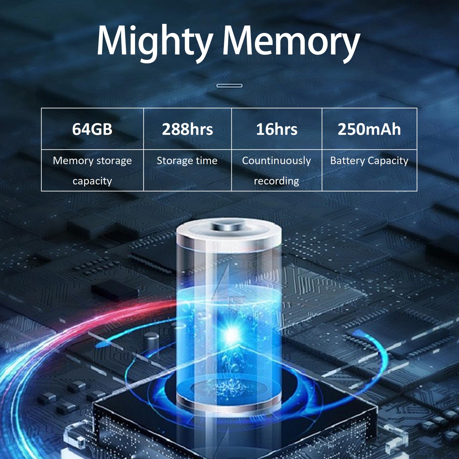 Registratore vocale digitale modello 914 con memoria interna da 64 GB - Acquisizione audio da 1536 kbps e schermo TFT - Registrazione ad attivazione vocale e riproduzione MP3 -