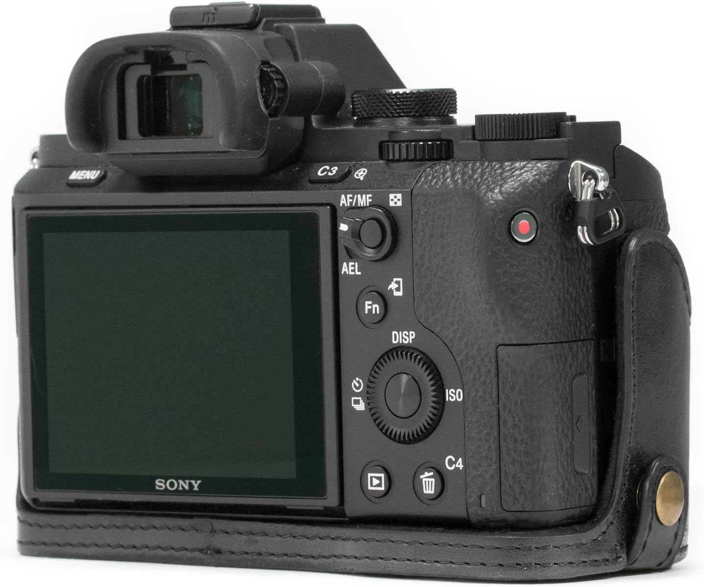 MegaGear MG1129 Sony Alpha A7S II, A7R II, A7 II Genuine Leather Camera Half Case and Strap - Black