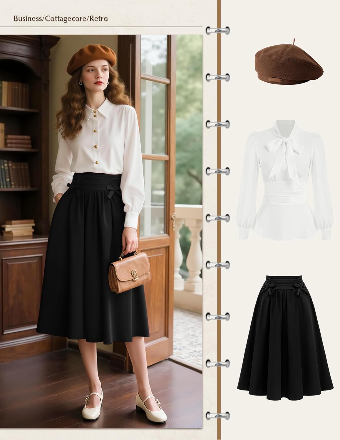 Wedtrend Vintage Skirts for Women High Waisted Midi Skirt A Line Skirt Office Work Skirt with Pockets - Image 4