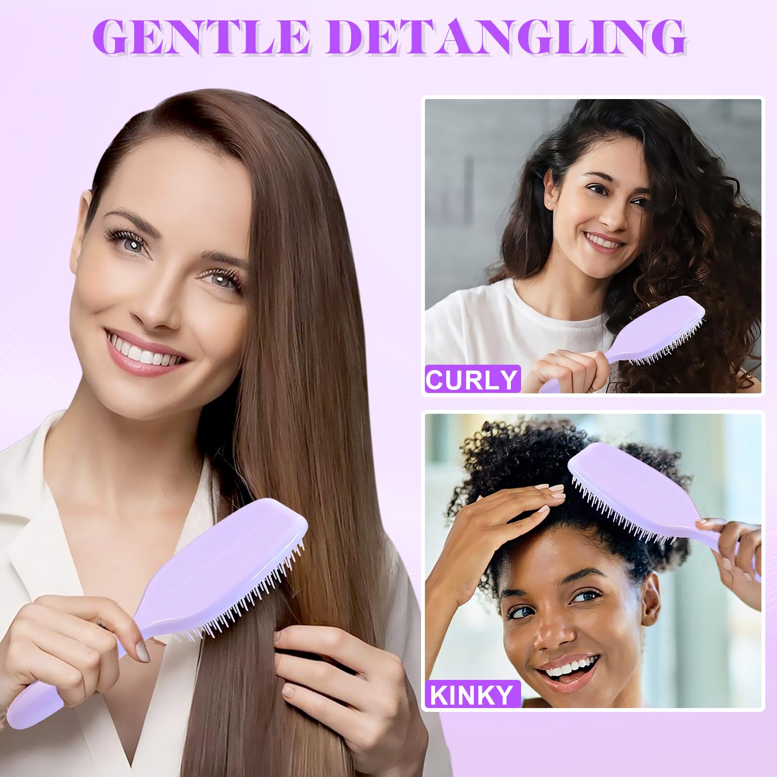 DUAIU Detangle Hair Brush, Detangling Brush for All Hair Types Glide Curly Hair Brush Through Tangled Hair, Eliminates Knots - Image 2