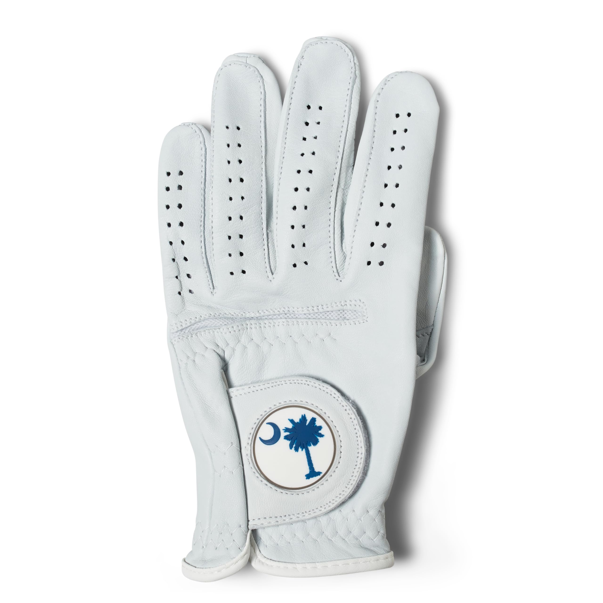 Palmetto Golf & Belts, Navy Blue Palmetto Tree, AAA Cabretta Leather Golf Glove Cadet Medium Large Right Handed Golfer