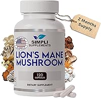 Vista 1 de Lion's Mane Mushroom Capsules Organic Real Mushrooms Lions Mane Powder Supplement for Cognitive Function & Immune Support Brain and Memory