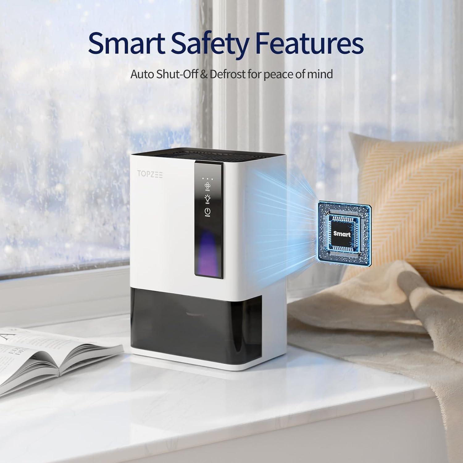 Dehumidifier for Home, Small Quiet Dehumidifiers for Bedroom, Bathroom, Basement, Up to 1000 Sq. Ft, Auto Shut-Off & Defrost, 7 Colors LED Light