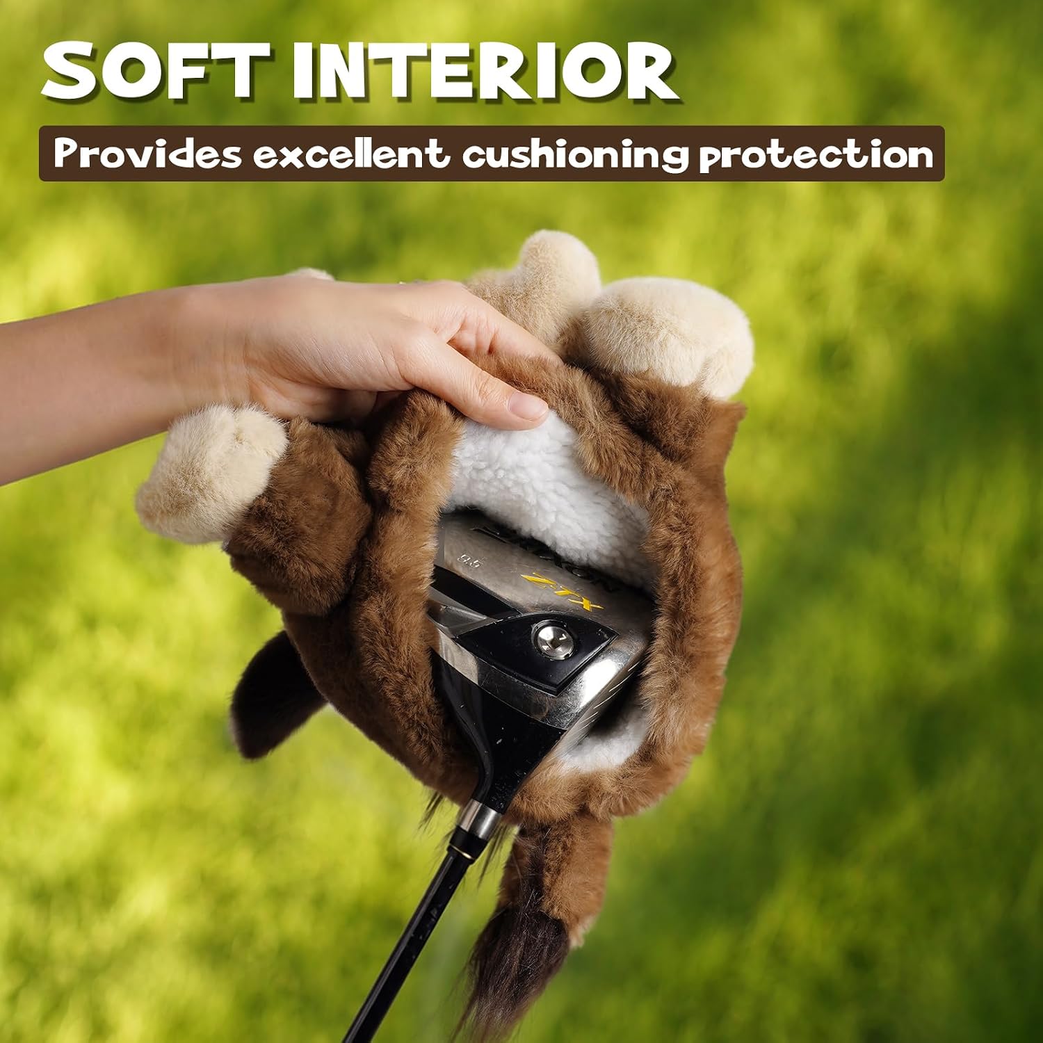 Driver Headcover Funny Golf Headcover Animal Golf Club Head Covers Gorilla Alces Moose Mammoth Design Black Plush Golfing Gifts for Men Women Golfer Fits up to 460CC Driver Head image 4