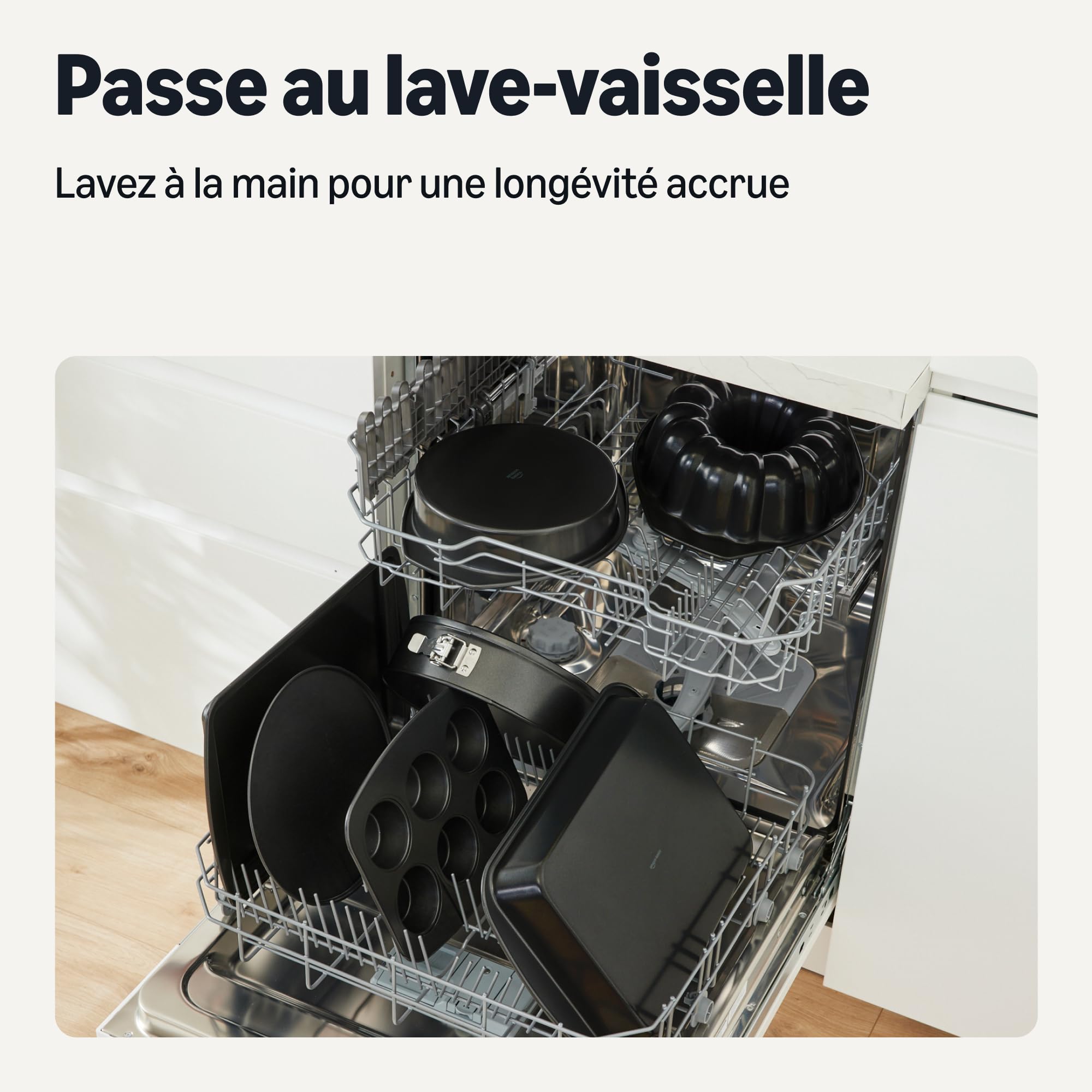 Amazon Basics Lot de 6 Ustensiles de Cuisson Antiadhésifs Empilables, Passent au Lave-Vaisselle et au Four