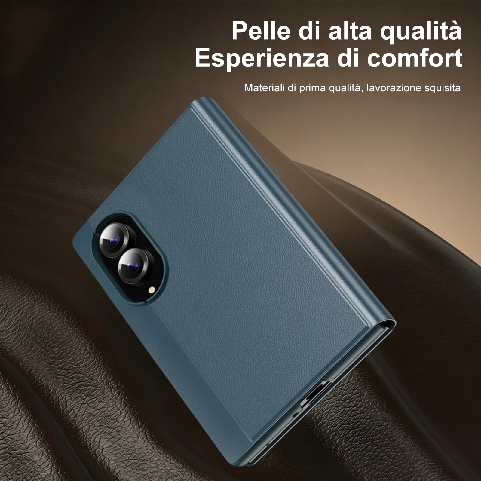 Cover per Samsung Galaxy Z Fold 8, Custodia a Libro con Finestra Smart