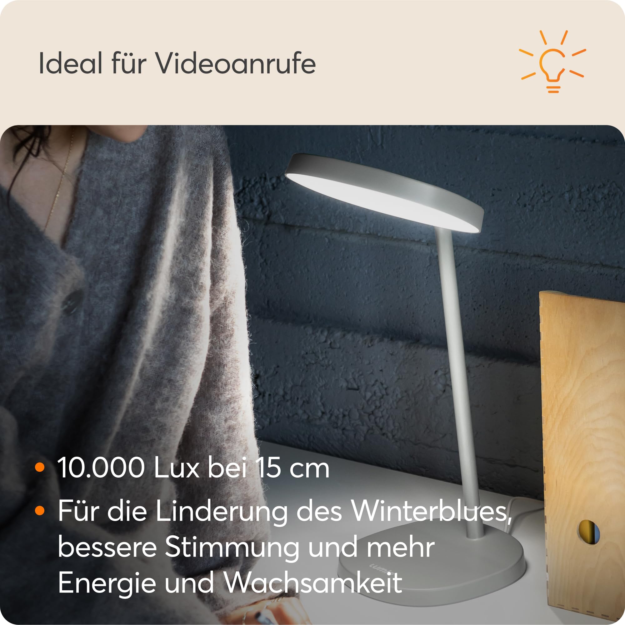 Lumie Task | Hoch verstellbare, helle LED-Lichttherapie-Schreibtischlampe gegen den Winterblues, kristallklare Beleuchtung, maximaler Sehkomfort, verbesserte Stimmung und Energie | Nebelweiß
