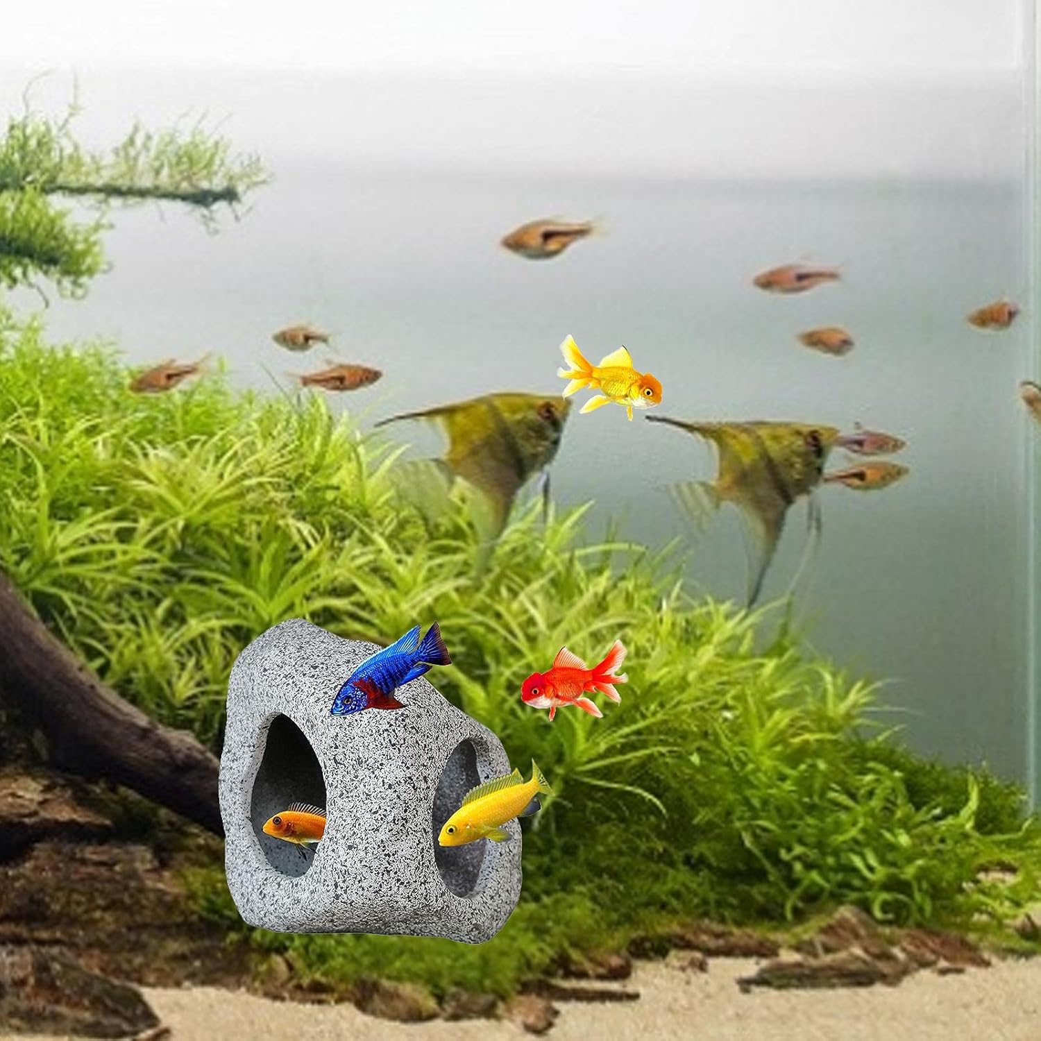 697円 期間限定 熱帯魚 水槽 置物 装飾 飾り アクアリウム オーナメント 隠れ パイナップル モアイ 宝箱 海底