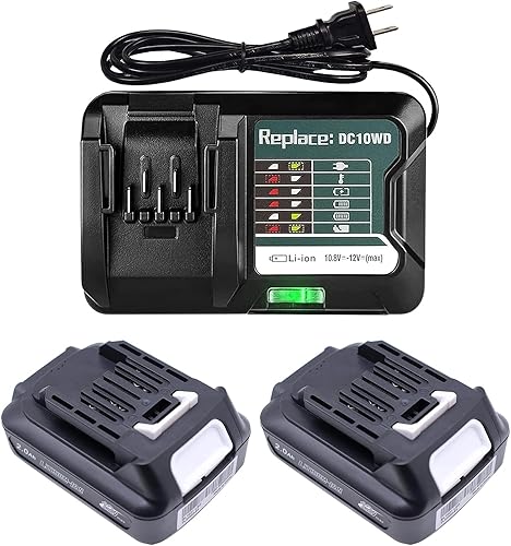 Miniatura 1 de WeideBATT Paquete de 2 baterías BL1021B de 12 V 2000 mAh y cargador DC10WD para BL1016 BL1015 BL1020B BL1041B para Makita Tool DF031D DF0331D TD110D