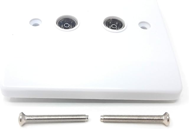 MainCore TV Aerial, FM, DAB Radion Socket Faceplate Outlet Plate for Coaxial Cable Lead (Double Gang)