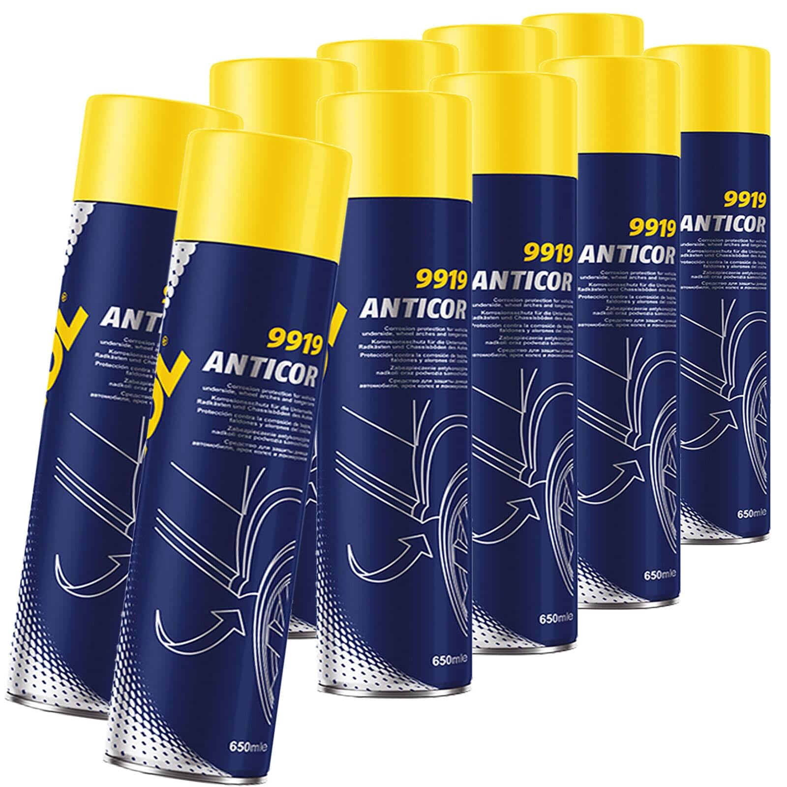 BandelOne enthält 10x 650ml Mannol Anticor Schwarz Unterbodenschutz Steinschlagschutz