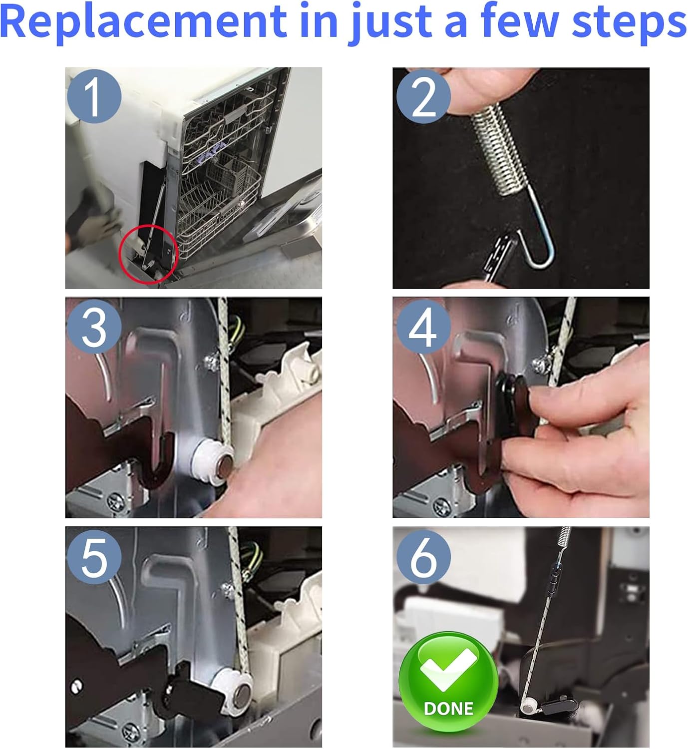 2 Pack 4933DD3001B Dishwasher Door Hinge Cable Replacement Parts Compatible with LG Dishwashers Replaces 4933DD3001A PS3524406 AP4511304