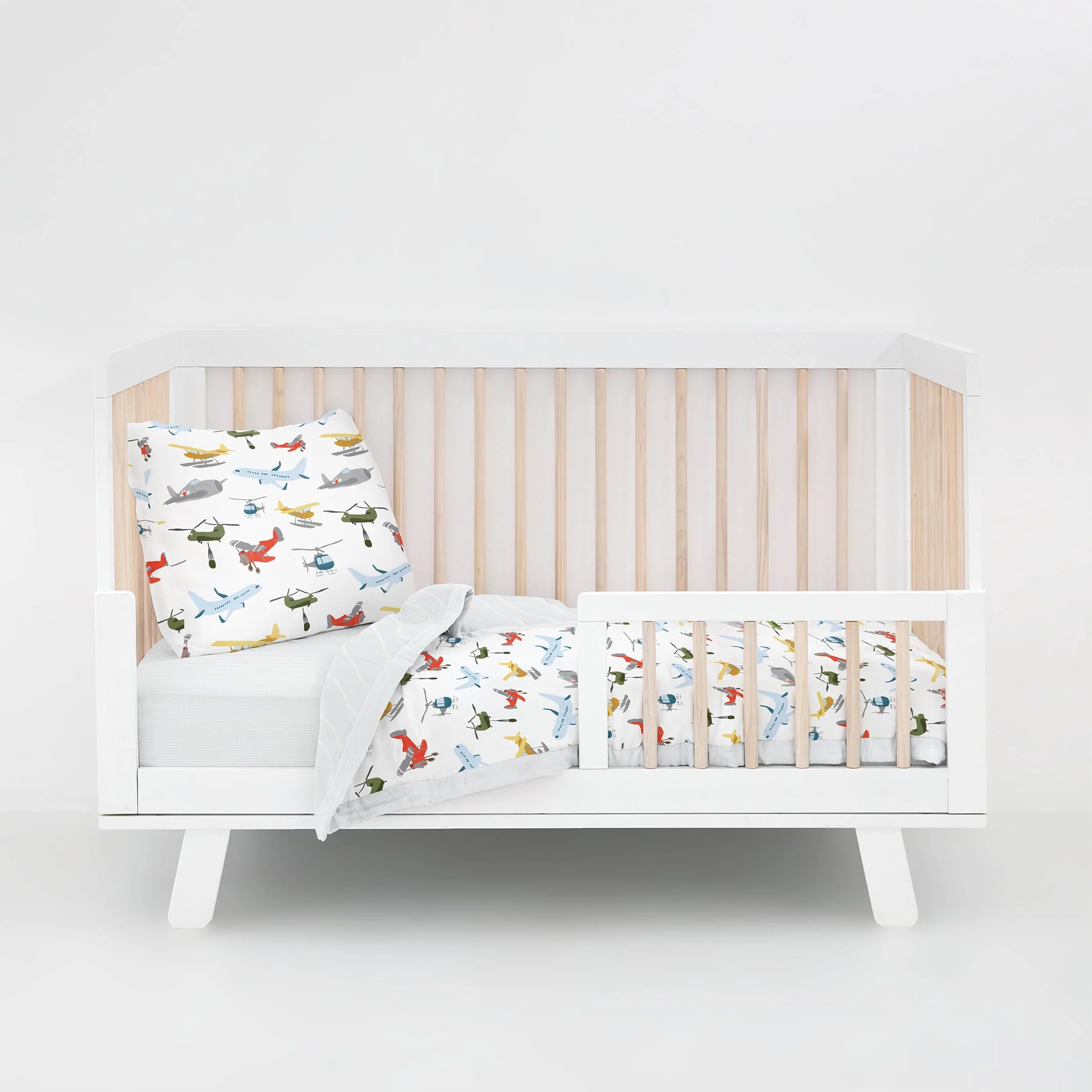 Little Unicorn Toddler Bedding 3-Piece Set | Includes Comforter, Crib Sheet &amp; Pillowcase | Soft &amp; Breathable Muslin Fabric | for Convertible Cribs &amp; Toddler Beds (Air Show)