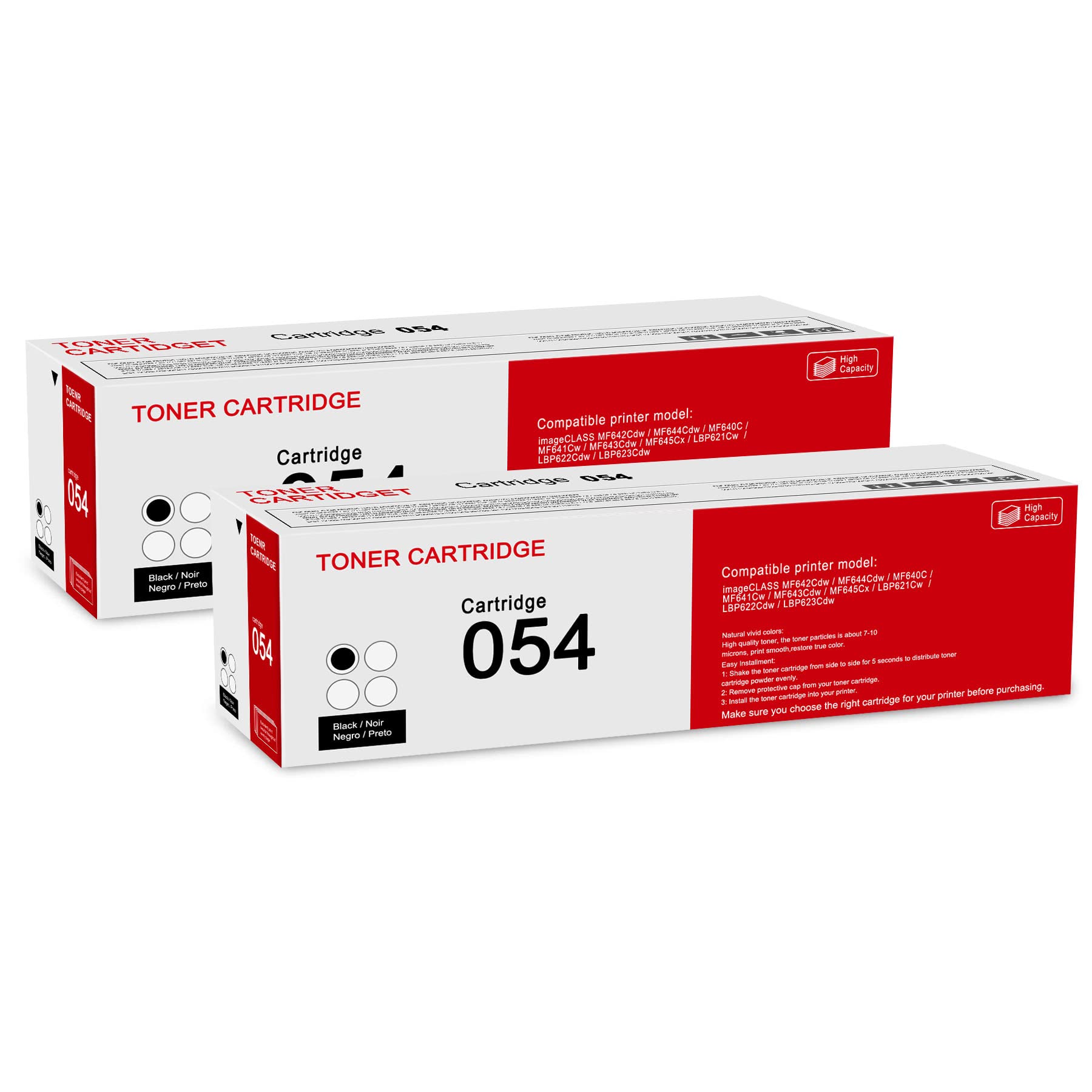 2 Pack 054 3024C001 Black Toner Cartridge: Compatible CRG-054 Replacement for Canon imageCLASS MF642Cdw MF644Cdw MF640C MF641Cw MF643Cdw MF645Cx