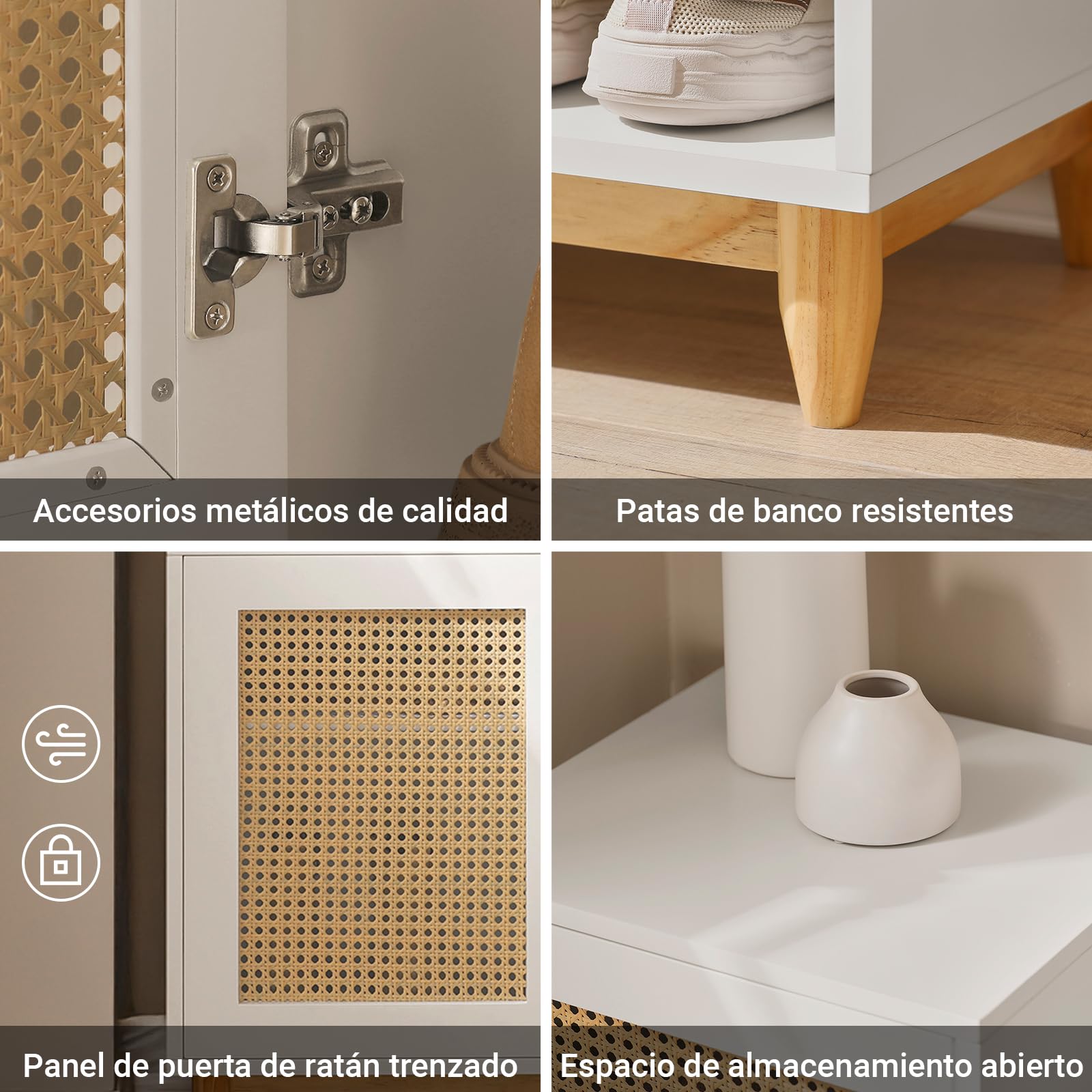 SoBuy Banco Zapatero con cajón 100x35x60cm para recibidor | Banco entrada con asiento, cajón, puerta y estantes ajustables, MDF E1, carga 150kg blanco FSR128-W
