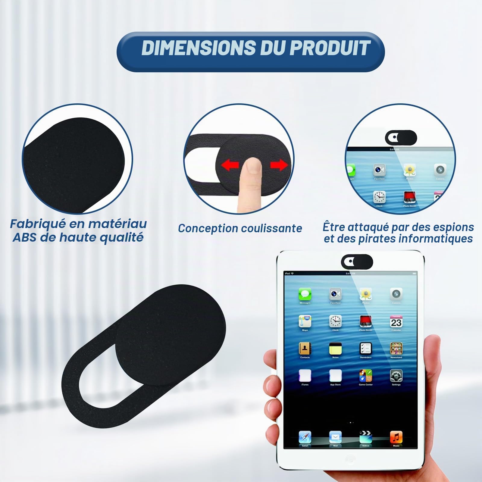 24 Articles Cache Camera Ordinateur,Cache Webcam PC Portable,Cache Camera Telephone,Convient aux Téléphones Mobiles, Tablettes et Ordinateurs Portables pour Protéger Votre Vie Privée (Noir)
